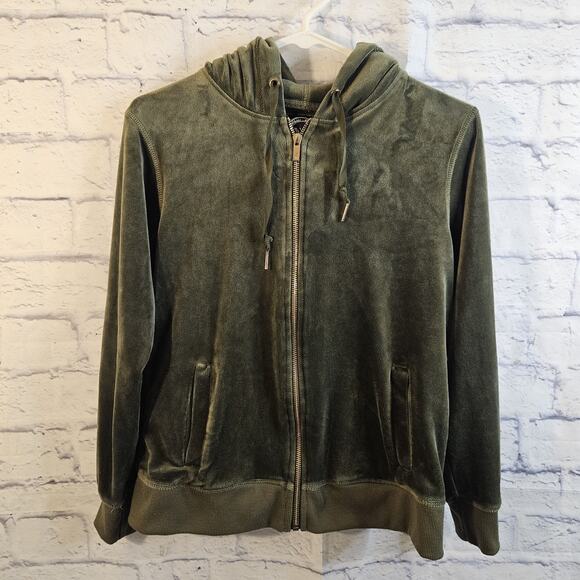 WHITE MARK Velour Hooded Women’s Jacket — SIZE: Small Green - Picture 1 of 6